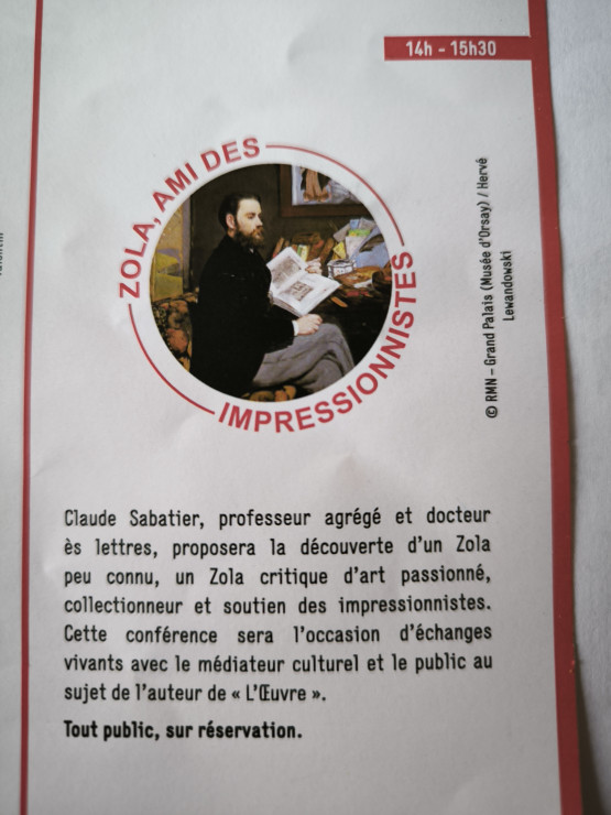 ZOLA, CRITIQUE D'ART (conférence dialoguée)